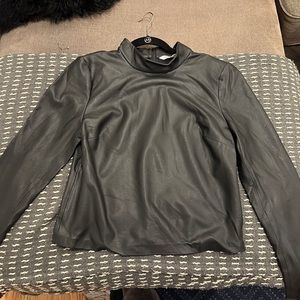 NWOT Veronica Beard Leather Turtleneck Long Sleeve Size 12 Zippers